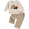 imageKuriozud Toddler Baby Boy Spring Fall Winter Clothes Outfit Embroidery Sweatshirt Tops Pants Set 6 12 18 24Months 2t 3t 4tFootball Khaki