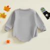 imageKuriozud Newborn Baby Boy Girl Bubble Romper Funny Letter Long Sleeve Oversized Sweater Tops Fall Winter ClothesPumpkin Ghost Grey