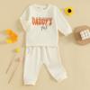imageKuriozud Toddler Baby Girl Fall Winter Clothes Cute Print Long Sleeve Crewneck Sweatshirt and Jogger Pants Set 2 Piece OutfitDaddys Girl Daisy Beige