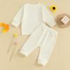 imageKuriozud Toddler Baby Girl Fall Winter Clothes Cute Print Long Sleeve Crewneck Sweatshirt and Jogger Pants Set 2 Piece OutfitDaddys Girl Daisy Beige