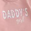 imageKuriozud Toddler Baby Girl Fall Winter Clothes Cute Print Long Sleeve Crewneck Sweatshirt and Jogger Pants Set 2 Piece OutfitDaddys Girl Daisy Pink