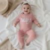 imageKuriozud Toddler Baby Girl Fall Winter Clothes Cute Print Long Sleeve Crewneck Sweatshirt and Jogger Pants Set 2 Piece OutfitDaddys Girl Daisy Pink