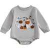 imageKuriozud Newborn Baby Boy Girl Bubble Romper Funny Letter Long Sleeve Oversized Sweater Tops Fall Winter ClothesPumpkin Ghost Grey