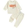 imageKuriozud Toddler Baby Girl Fall Winter Clothes Cute Print Long Sleeve Crewneck Sweatshirt and Jogger Pants Set 2 Piece OutfitDaddys Girl Daisy Beige