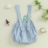 imageKuriozud Baby Boy Tractor Overall Romper Plaid Sleeveless Jumpsuit Cute Infant Boy Farm Outfit Spring Summer ClothesPlaid Blue