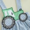imageKuriozud Baby Boy Tractor Overall Romper Plaid Sleeveless Jumpsuit Cute Infant Boy Farm Outfit Spring Summer ClothesPlaid Blue