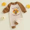 imageKuriozud Newborn Baby Boy Thanksgiving Outfit Little Turkey Romper Long Sleeve Jumpsuit Infant Boy Fall ClothesFirst Thanksgiving Brown
