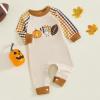 imageKuriozud Newborn Baby Boy Thanksgiving Outfit Little Turkey Romper Long Sleeve Jumpsuit Infant Boy Fall ClothesTurkey Pumpkin Football Plaid