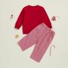 imageKuriozud Toddler Baby Christmas Outfit Car Holiday Tree Long Sleeve Sweatshirt and Plaid Pants 2 Piece SetCandy Cane Gingerbread Red