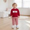 imageKuriozud Toddler Baby Christmas Outfit Car Holiday Tree Long Sleeve Sweatshirt and Plaid Pants 2 Piece SetCandy Cane Gingerbread Red