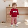 imageKuriozud Toddler Baby Christmas Outfit Car Holiday Tree Long Sleeve Sweatshirt and Plaid Pants 2 Piece SetCandy Cane Gingerbread Red