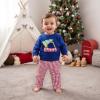 imageKuriozud Toddler Baby Christmas Outfit Car Holiday Tree Long Sleeve Sweatshirt and Plaid Pants 2 Piece SetCar and Tree Navy Blue