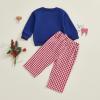 imageKuriozud Toddler Baby Christmas Outfit Car Holiday Tree Long Sleeve Sweatshirt and Plaid Pants 2 Piece SetCar and Tree Navy Blue