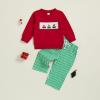 imageKuriozud Toddler Baby Christmas Outfit Car Holiday Tree Long Sleeve Sweatshirt and Plaid Pants 2 Piece SetCar and Tree Red