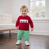 imageKuriozud Toddler Baby Christmas Outfit Car Holiday Tree Long Sleeve Sweatshirt and Plaid Pants 2 Piece SetCar and Tree Red