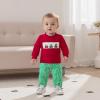 imageKuriozud Toddler Baby Christmas Outfit Car Holiday Tree Long Sleeve Sweatshirt and Plaid Pants 2 Piece SetCar and Tree Red