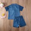 imageKuriozud Toddler Baby Girl Summer Satin Pajamas Kids Summer Pjs Set Short Sleeve Button Down Nightwear Sleepwear 06TSummerblue