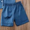 imageKuriozud Toddler Baby Girl Summer Satin Pajamas Kids Summer Pjs Set Short Sleeve Button Down Nightwear Sleepwear 06TSummerblue