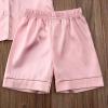 imageKuriozud Toddler Baby Girl Summer Satin Pajamas Kids Summer Pjs Set Short Sleeve Button Down Nightwear Sleepwear 06TSummerpink