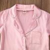 imageKuriozud Toddler Baby Girl Summer Satin Pajamas Kids Summer Pjs Set Short Sleeve Button Down Nightwear Sleepwear 06TSummerpink
