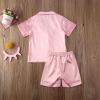 imageKuriozud Toddler Baby Girl Summer Satin Pajamas Kids Summer Pjs Set Short Sleeve Button Down Nightwear Sleepwear 06TSummerpink