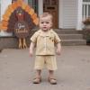 imageKuriozud Toddler Baby Girl Summer Satin Pajamas Kids Summer Pjs Set Short Sleeve Button Down Nightwear Sleepwear 06TTurkeykhaki
