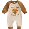imageKuriozud Newborn Baby Boy Thanksgiving Outfit Little Turkey Romper Long Sleeve Jumpsuit Infant Boy Fall ClothesFirst Thanksgiving Brown