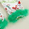 imageKuriozud Baby Girl Christmas Satin Silk Pajamas Button Down Santa Claus Pajamas Jumpsuit Feather Trim Sleeve Nightgown PjsAagreen