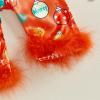 imageKuriozud Baby Girl Christmas Satin Silk Pajamas Button Down Santa Claus Pajamas Jumpsuit Feather Trim Sleeve Nightgown PjsAared