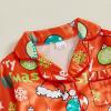 imageKuriozud Baby Girl Christmas Satin Silk Pajamas Button Down Santa Claus Pajamas Jumpsuit Feather Trim Sleeve Nightgown PjsAared