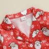 imageKuriozud Baby Girl Christmas Satin Silk Pajamas Button Down Santa Claus Pajamas Jumpsuit Feather Trim Sleeve Nightgown PjsAred
