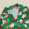 imageKuriozud Baby Girl Christmas Satin Silk Pajamas Button Down Santa Claus Pajamas Jumpsuit Feather Trim Sleeve Nightgown PjsArmy Green