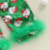 imageKuriozud Baby Girl Christmas Satin Silk Pajamas Button Down Santa Claus Pajamas Jumpsuit Feather Trim Sleeve Nightgown PjsArmy Green