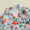 imageKuriozud Baby Girl Christmas Satin Silk Pajamas Button Down Santa Claus Pajamas Jumpsuit Feather Trim Sleeve Nightgown PjsGreen