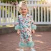 imageKuriozud Baby Girl Christmas Satin Silk Pajamas Button Down Santa Claus Pajamas Jumpsuit Feather Trim Sleeve Nightgown PjsGreen