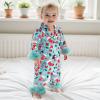 imageKuriozud Baby Girl Christmas Satin Silk Pajamas Button Down Santa Claus Pajamas Jumpsuit Feather Trim Sleeve Nightgown PjsGreen