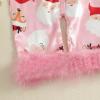 imageKuriozud Baby Girl Christmas Satin Silk Pajamas Button Down Santa Claus Pajamas Jumpsuit Feather Trim Sleeve Nightgown PjsPink