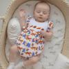 imageKuriozud Newborn Baby Girl Football Outfit Smocked Ruffle Romper Short Sleeve Jumpsuit Cute Baby Girl ClothesEmbroidered Cheetah White