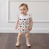 imageKuriozud Newborn Baby Girl Football Outfit Smocked Ruffle Romper Short Sleeve Jumpsuit Cute Baby Girl ClothesEmbroidered Dog White