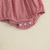 imageKuriozud Newborn Baby Girl Football Outfit Smocked Ruffle Romper Short Sleeve Jumpsuit Cute Baby Girl ClothesPlaid Dog Red