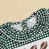 imageKuriozud Newborn Baby Girl Football Outfit Smocked Ruffle Romper Short Sleeve Jumpsuit Cute Baby Girl ClothesPlaid Football Green