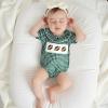 imageKuriozud Newborn Baby Girl Football Outfit Smocked Ruffle Romper Short Sleeve Jumpsuit Cute Baby Girl ClothesPlaid Football Green