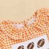 imageKuriozud Newborn Baby Girl Football Outfit Smocked Ruffle Romper Short Sleeve Jumpsuit Cute Baby Girl ClothesPlaid Football Orange