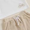 imageKuriozud Toddler Boy Fall Winter Clothes Embroidery Baby Long Sleeve T Shirt Pants Set 6 12 18 24 Months 2T 3T 4T 2PCS OutfitTractor Beige