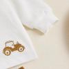 imageKuriozud Toddler Boy Fall Winter Clothes Embroidery Baby Long Sleeve T Shirt Pants Set 6 12 18 24 Months 2T 3T 4T 2PCS OutfitTractor Brown