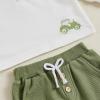imageKuriozud Toddler Boy Fall Winter Clothes Embroidery Baby Long Sleeve T Shirt Pants Set 6 12 18 24 Months 2T 3T 4T 2PCS OutfitTractor Green