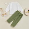 imageKuriozud Toddler Boy Fall Winter Clothes Embroidery Baby Long Sleeve T Shirt Pants Set 6 12 18 24 Months 2T 3T 4T 2PCS OutfitTractor Green