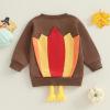 imageKuriozud Toddler Thanksgving Shirt Baby Boy Girl Tureky Pullover Sweatshirt Long Sleeve Crewneck Shirt Top Fall Winter OutfitTurkey Brown
