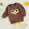 imageKuriozud Toddler Thanksgving Shirt Baby Boy Girl Tureky Pullover Sweatshirt Long Sleeve Crewneck Shirt Top Fall Winter OutfitTurkey Brown