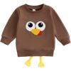 imageKuriozud Toddler Thanksgving Shirt Baby Boy Girl Tureky Pullover Sweatshirt Long Sleeve Crewneck Shirt Top Fall Winter OutfitTurkey Brown